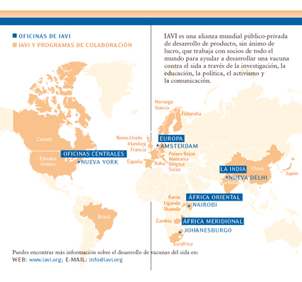 Imagen: Oficinas y programas de colaboración de IAVI en el mundo